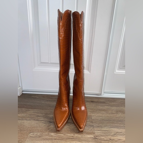 Paris Texas Brown Croc-Embossed Tall Western Boots – Size 40 – Made in Italy - Picture 4 of 11